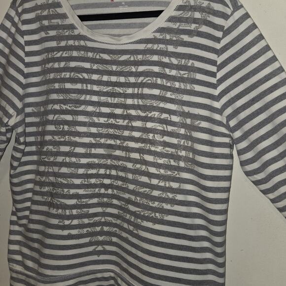 Style & Co Sport The Essential Sweatshirt Top Womens XL Gray Stripes Design - Picture 14 of 16